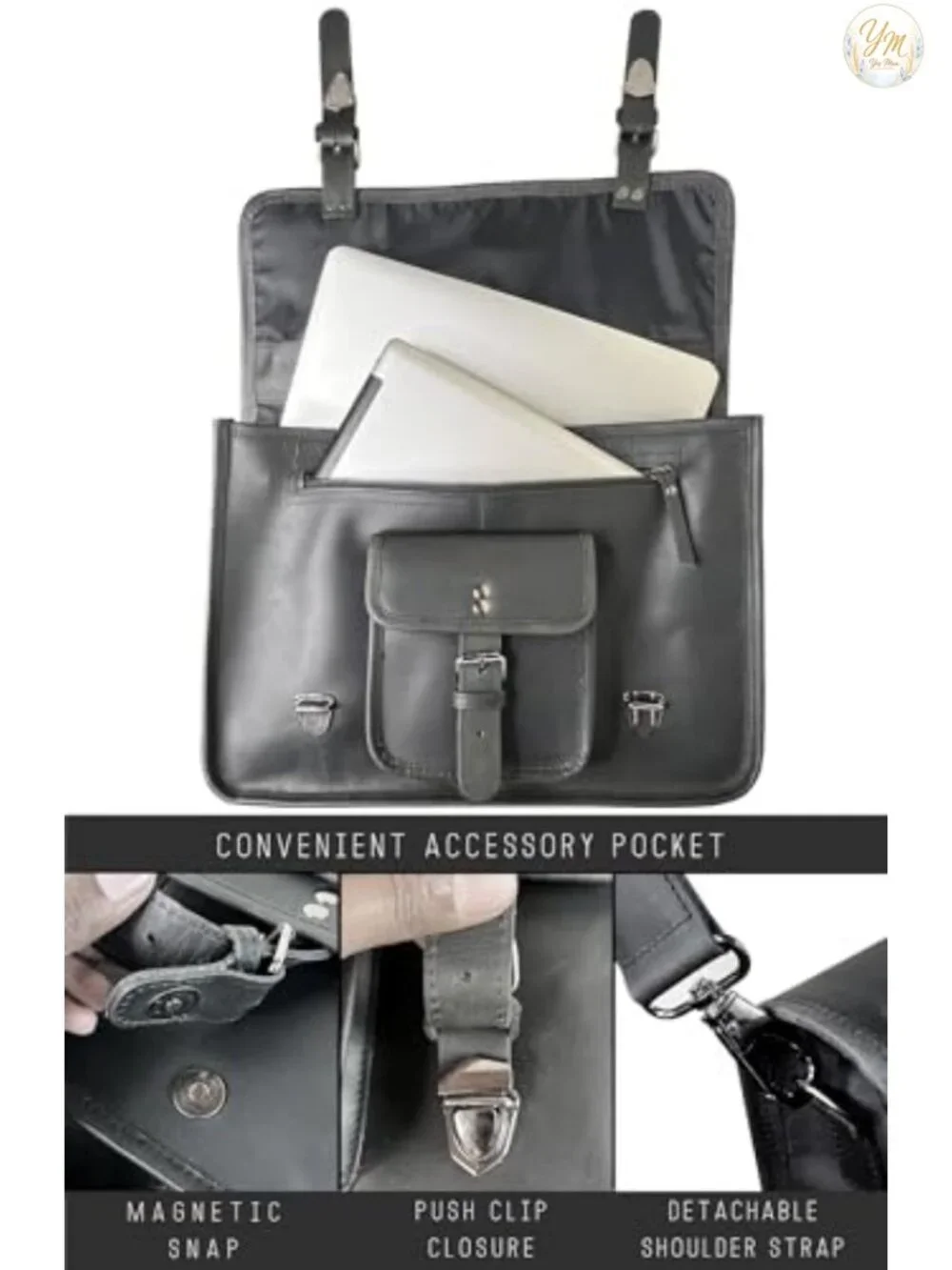 Full Grain Leather Laptop Messenger Bag for Men 16 inch Satchel Briefcase